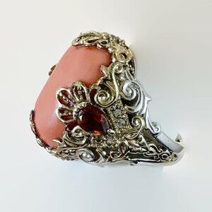 Salmon Coral Ring, Garnet, Michael Valitutti, Sterling Silver, Gold Vermeil